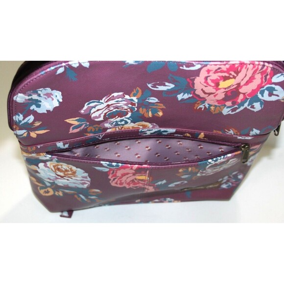 Matilda Jane Plum Perfect Vegan Leather Floral Trunk Backpack Purse Bag 13\